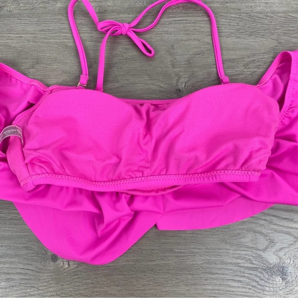 Raisins Hot Pink Ruffle Bikini Top Sz.S NWT - Picture 7 of 11